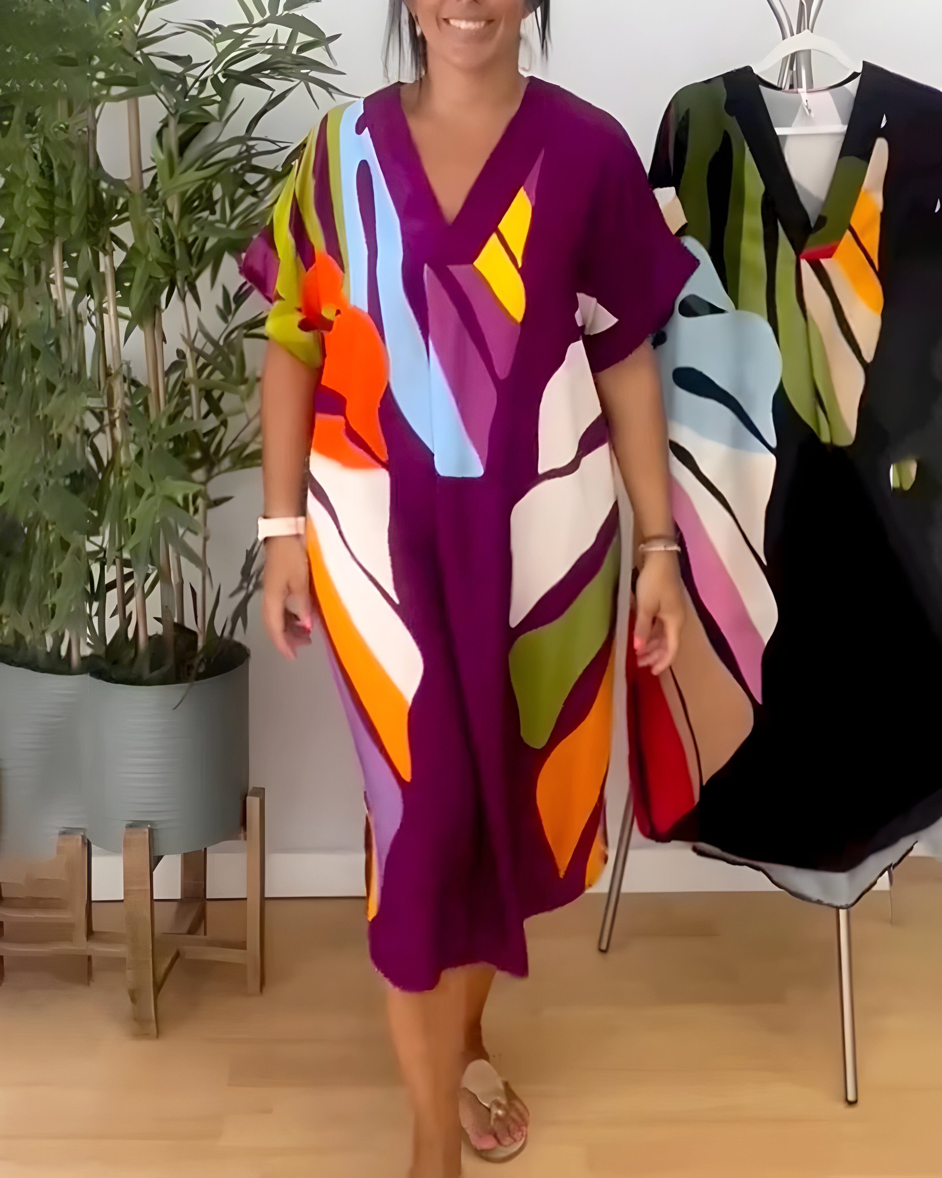 Élodie™ | Casual Dress with Leaf Print