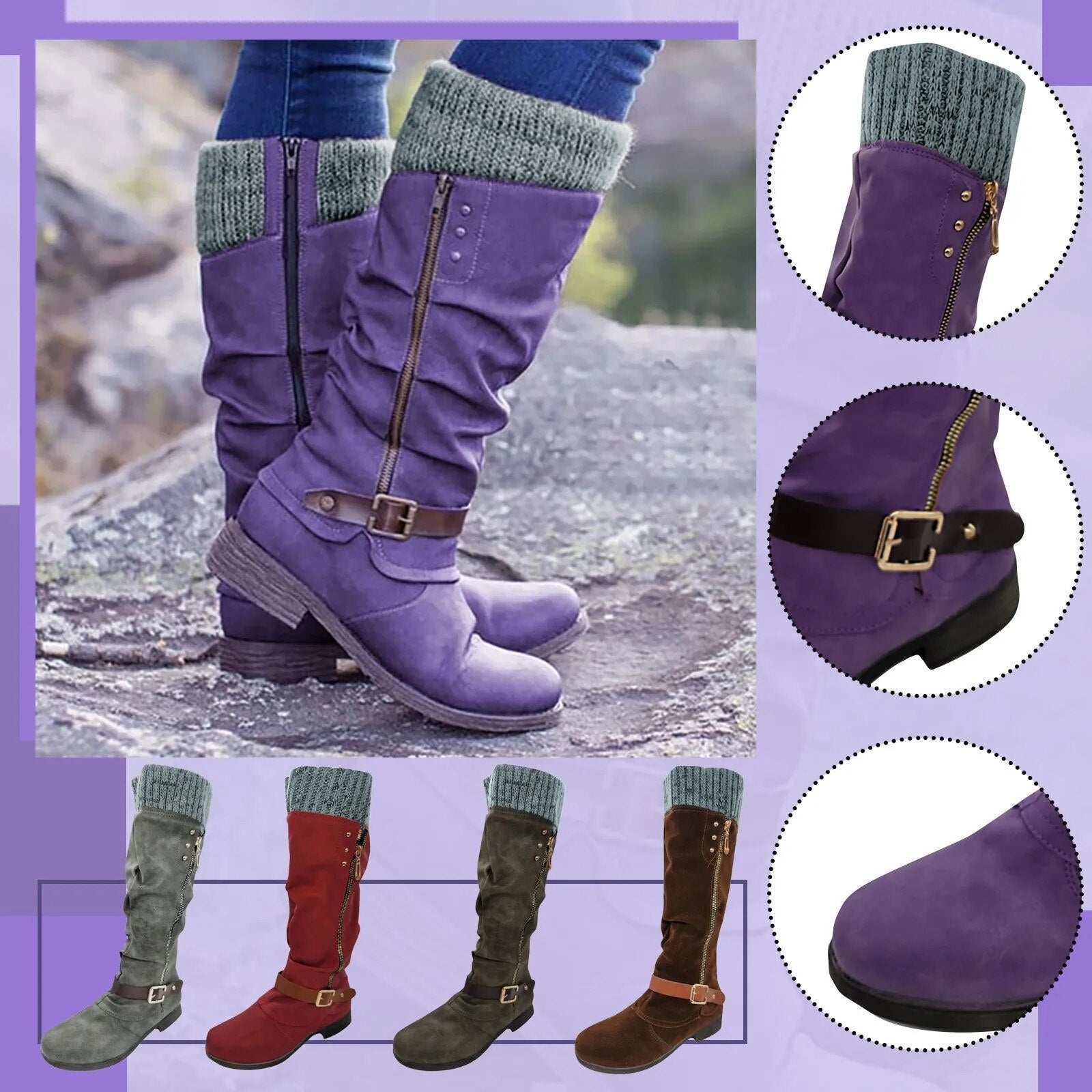 Leonora™ - Stylish Zip-Up Ankle Boots