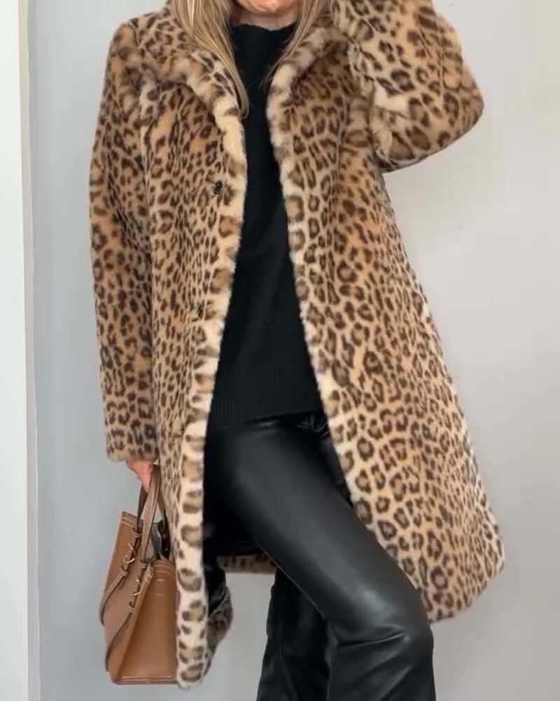 Ela - Long Soft Leopard Print Coat