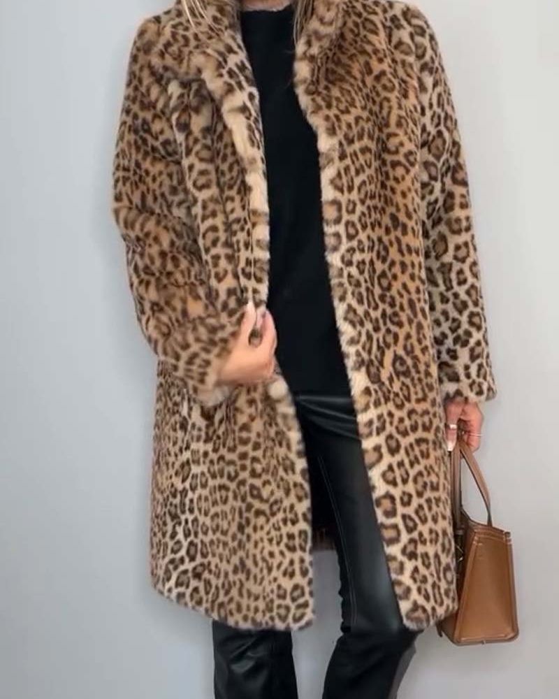 Ela - Long Soft Leopard Print Coat