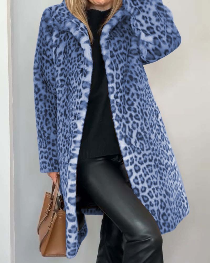 Ela - Long Soft Leopard Print Coat