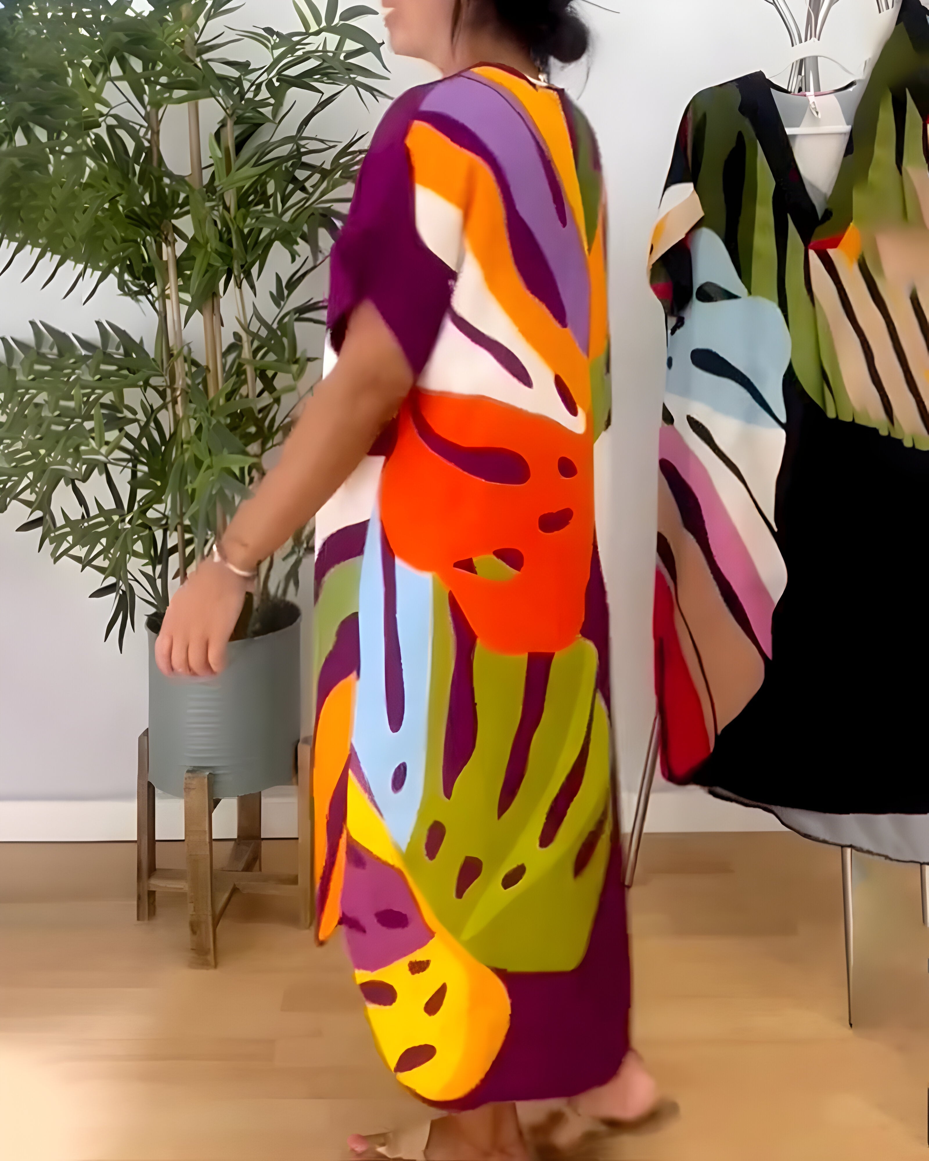 Élodie™ | Casual Dress with Leaf Print