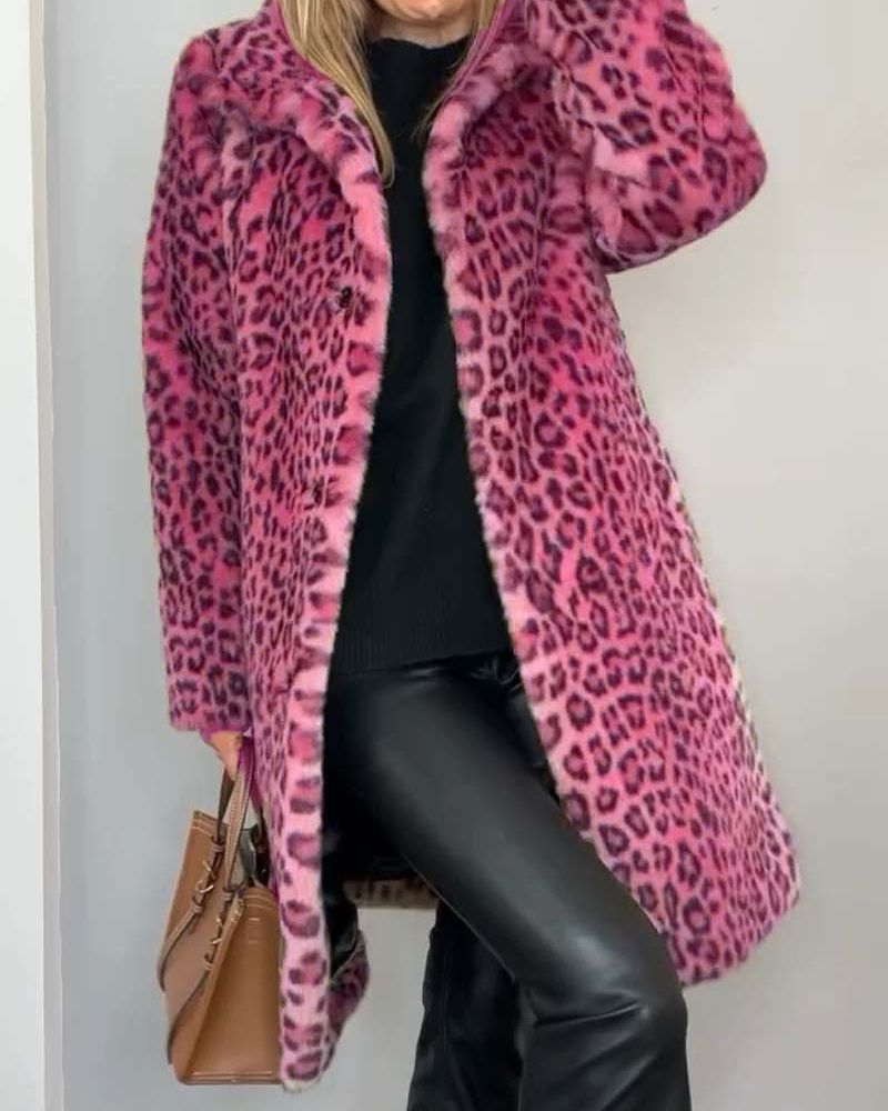 Ela - Long Soft Leopard Print Coat
