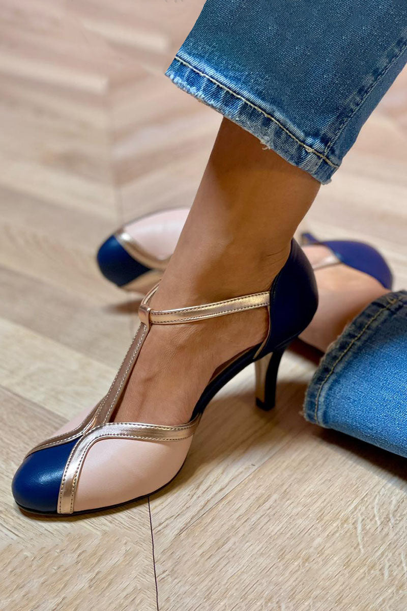 Alessia™ | Colourful and Comfortable T-Strap Court Shoes with Round Toe
