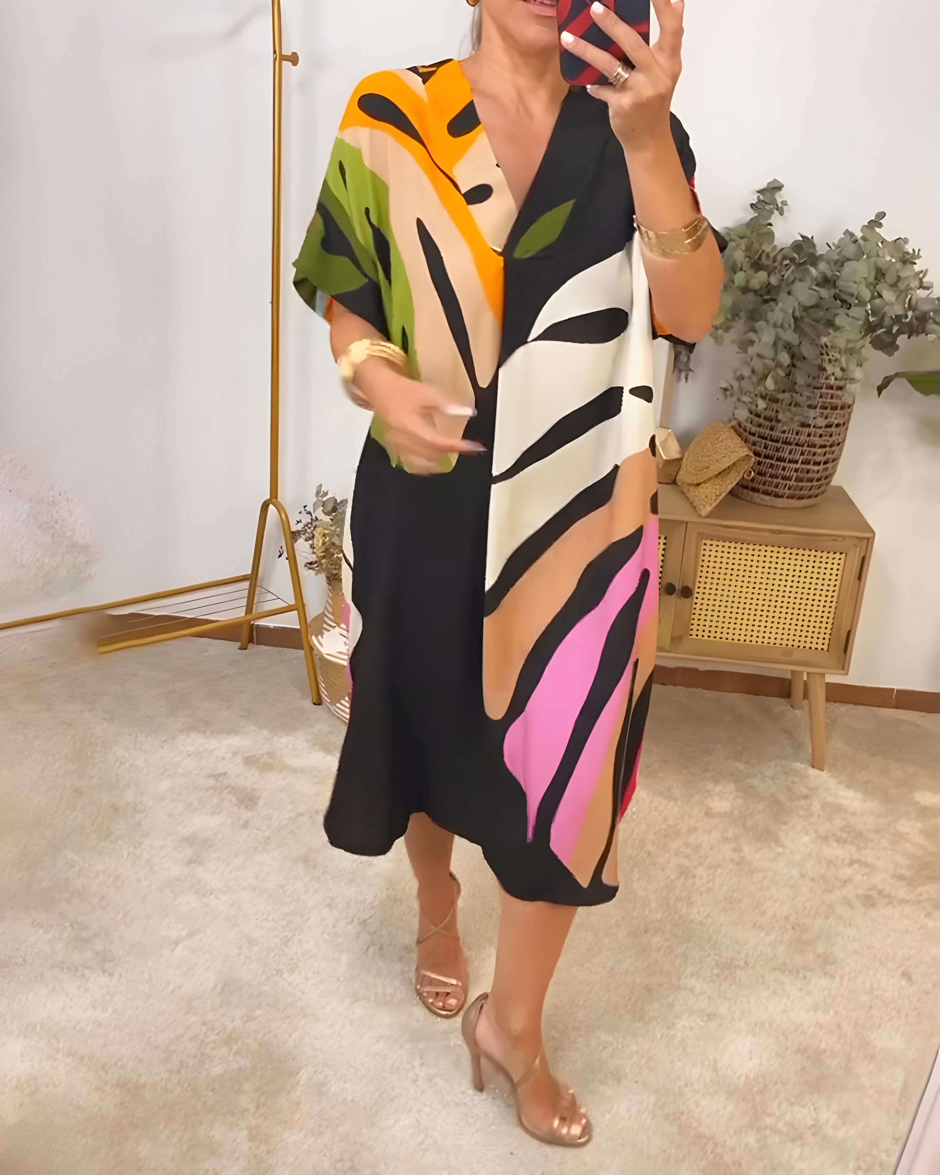Élodie™ | Casual Dress with Leaf Print