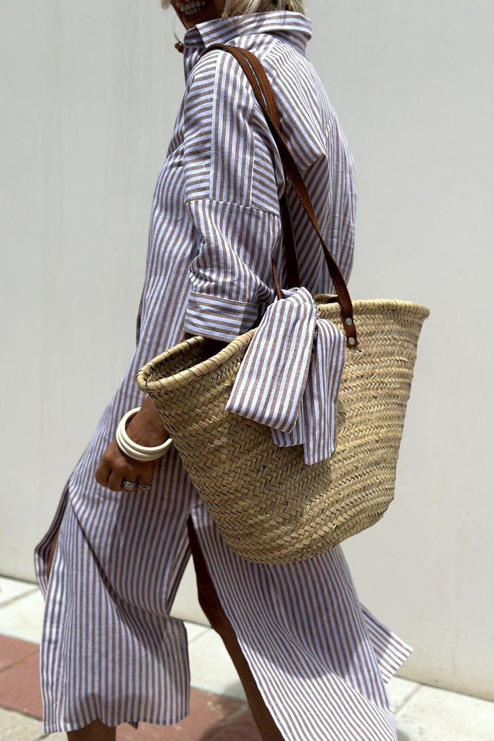 Elise | Elegant Striped Shirt Dress