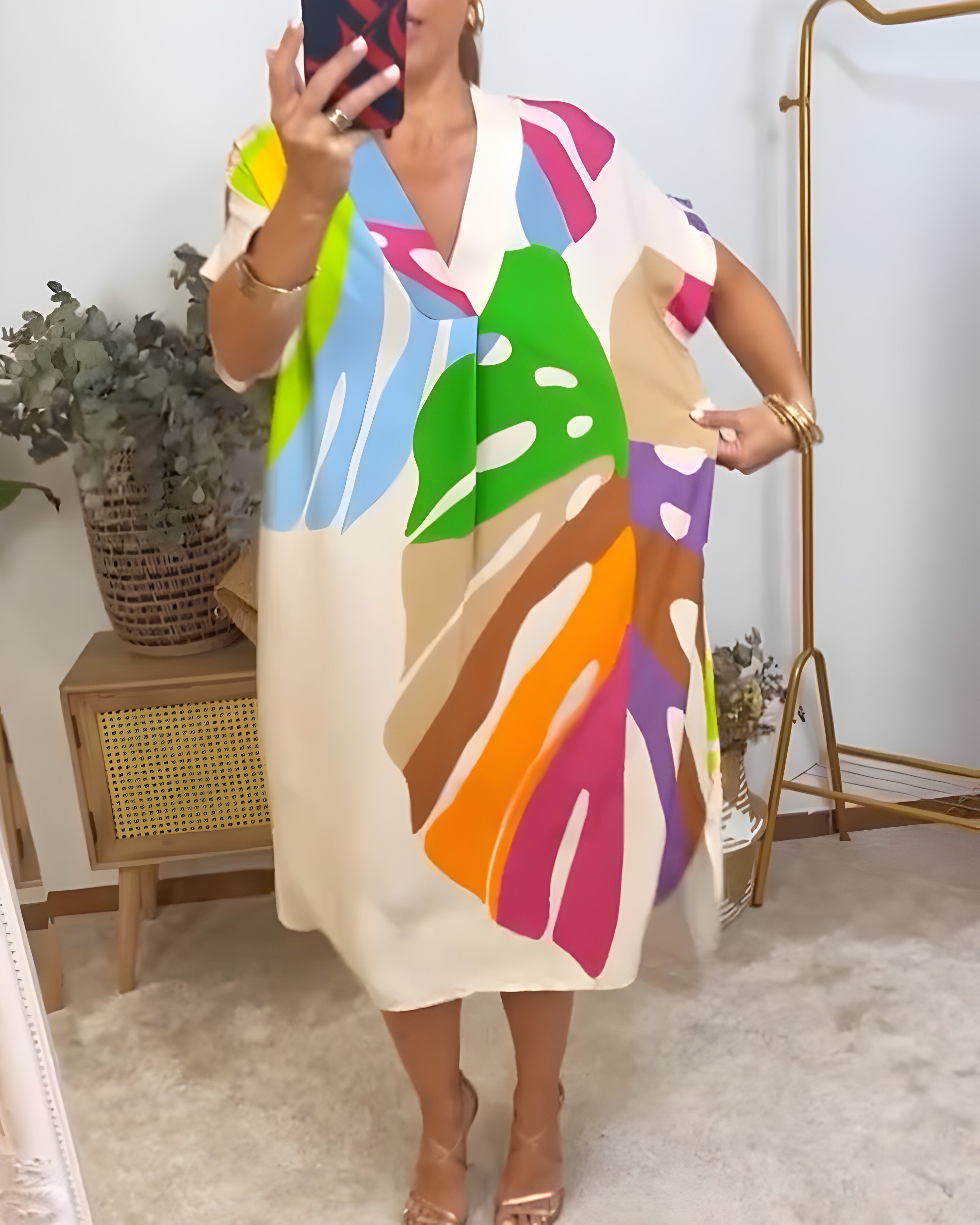 Élodie™ | Casual Dress with Leaf Print