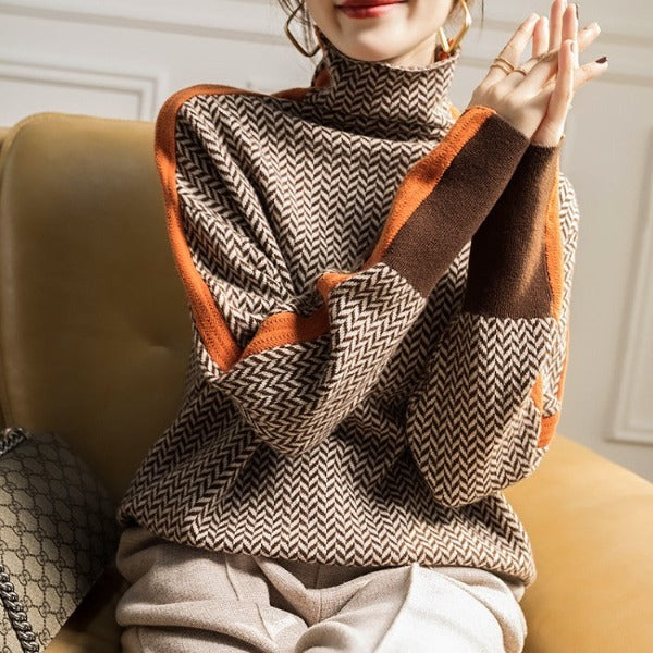 Magda | Turtleneck with Striking Contrasting Stripes