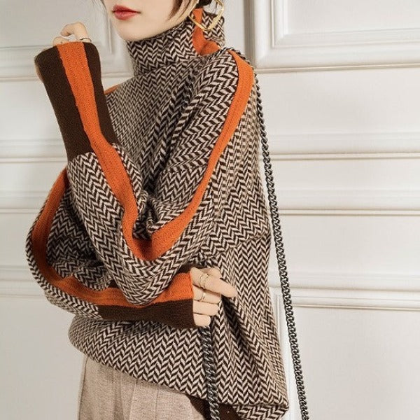 Magda | Turtleneck with Striking Contrasting Stripes