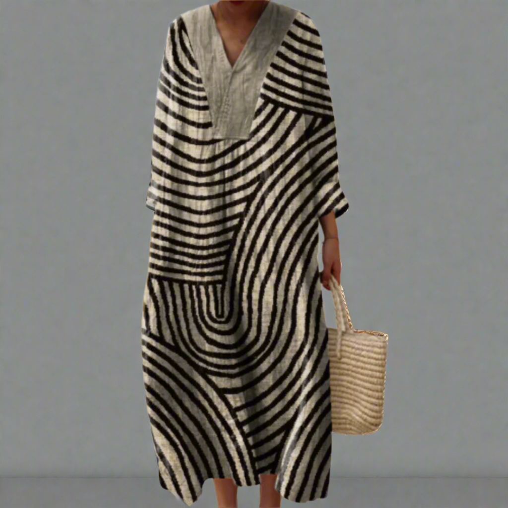 Irene | Monochrome Maze Pattern Dress