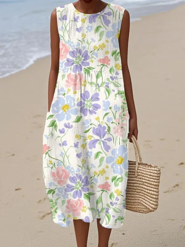 Adelina | Long Summer Dress with Floral Patchwork