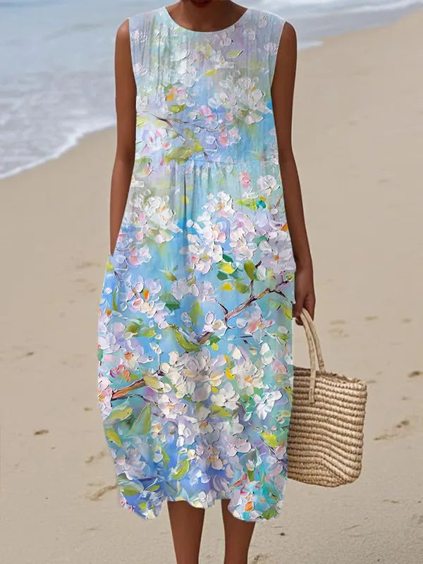 Adelina | Long Summer Dress with Floral Patchwork