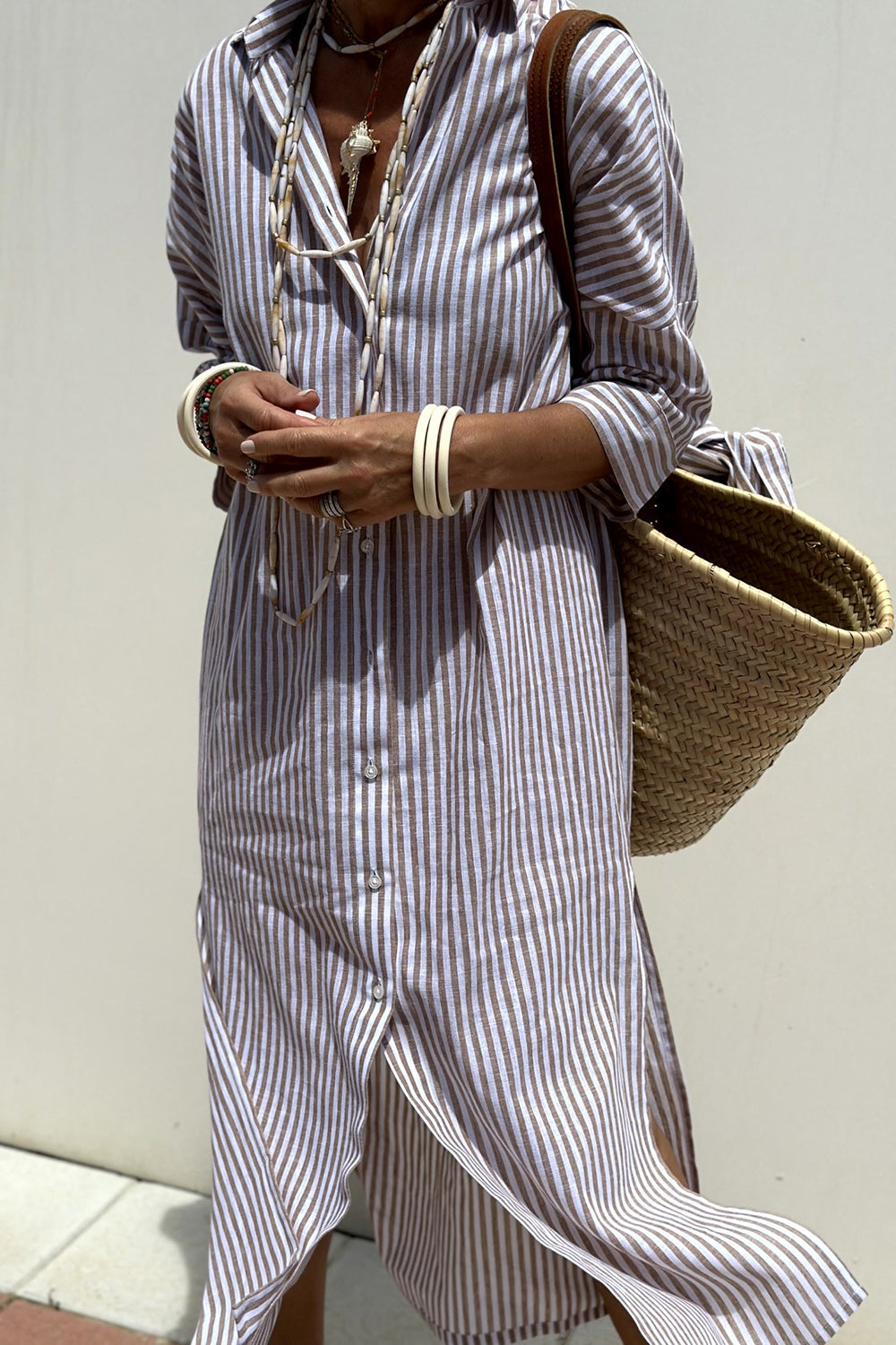 Elise | Elegant Striped Shirt Dress