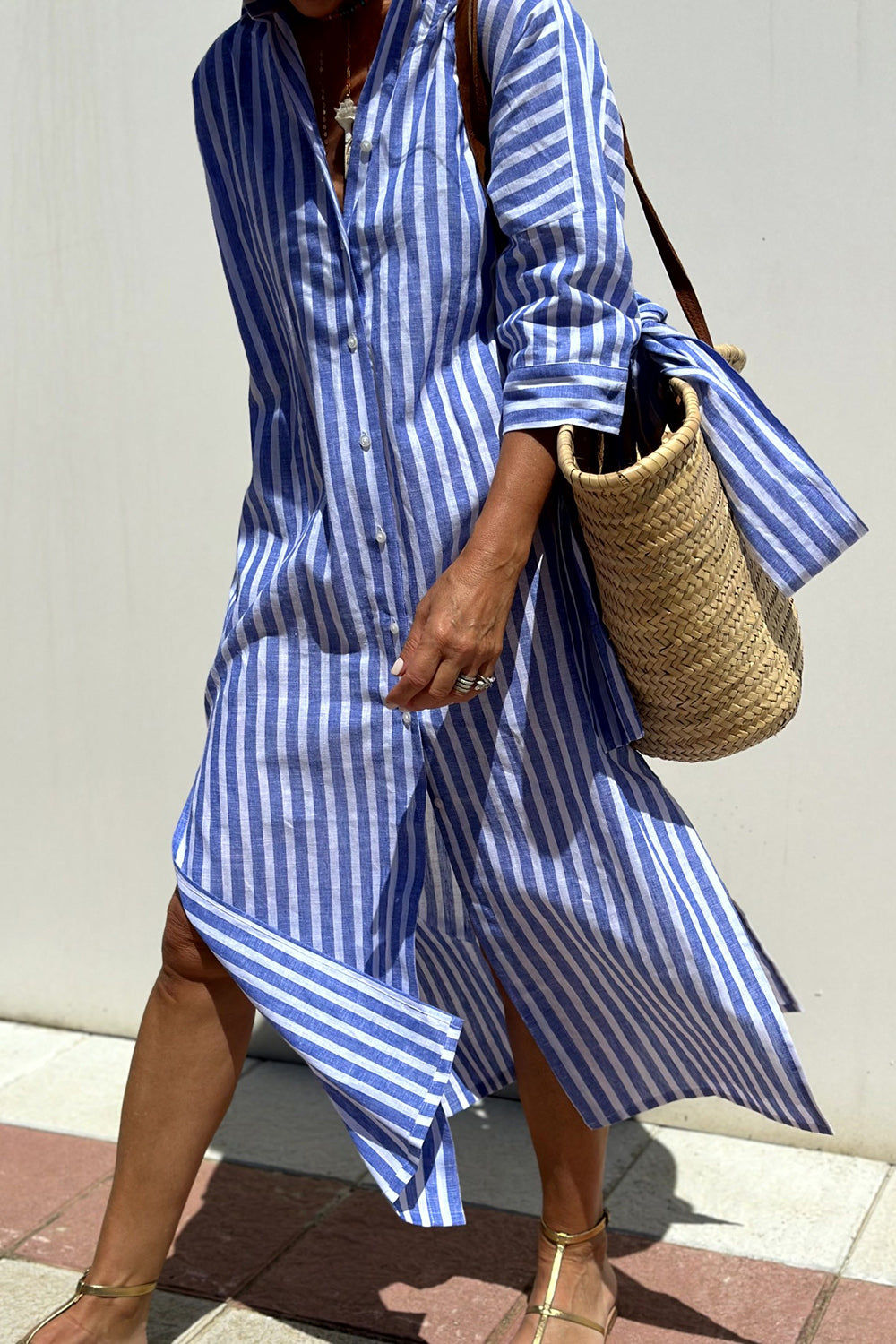 Elise | Elegant Striped Shirt Dress