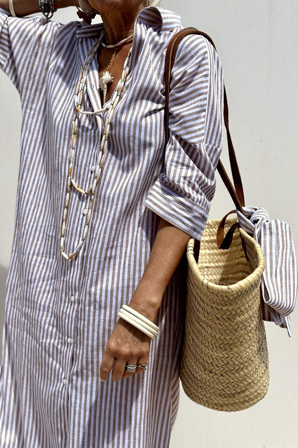 Elise | Elegant Striped Shirt Dress