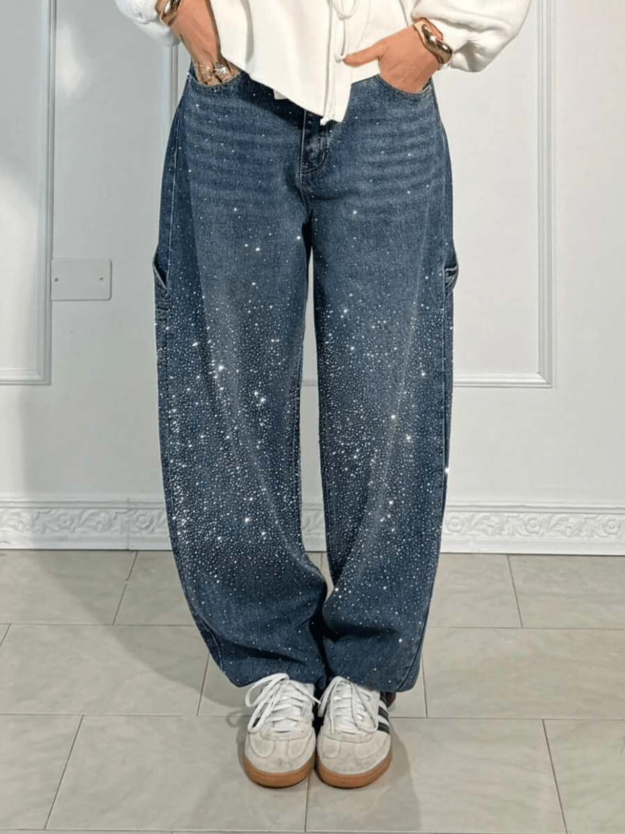 Katarzyna | Trendy Balloon Carpenter Jeans with Glitter