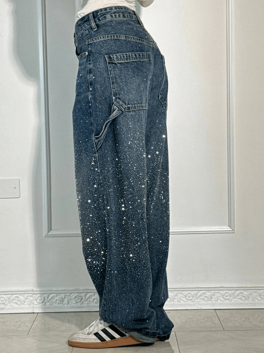 Katarzyna | Trendy Balloon Carpenter Jeans with Glitter