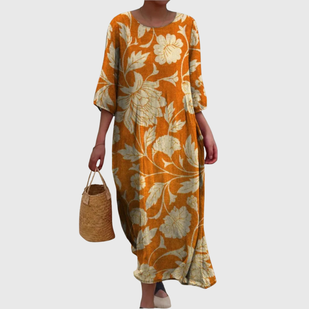 Evrane – Floral Dress with Warm Glow
