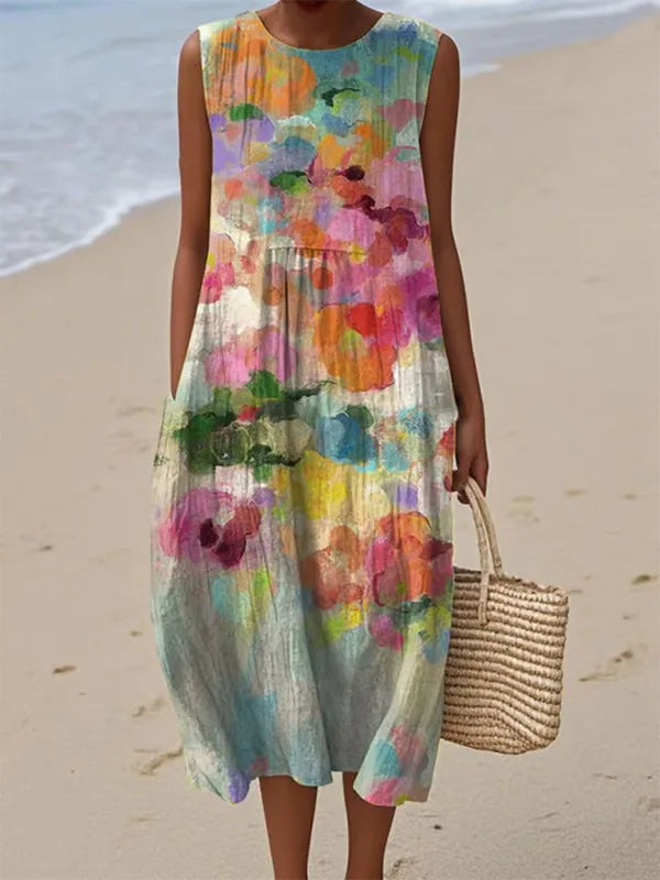 Adelina | Long Summer Dress with Floral Patchwork