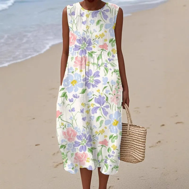 Adelina | Long Summer Dress with Floral Patchwork