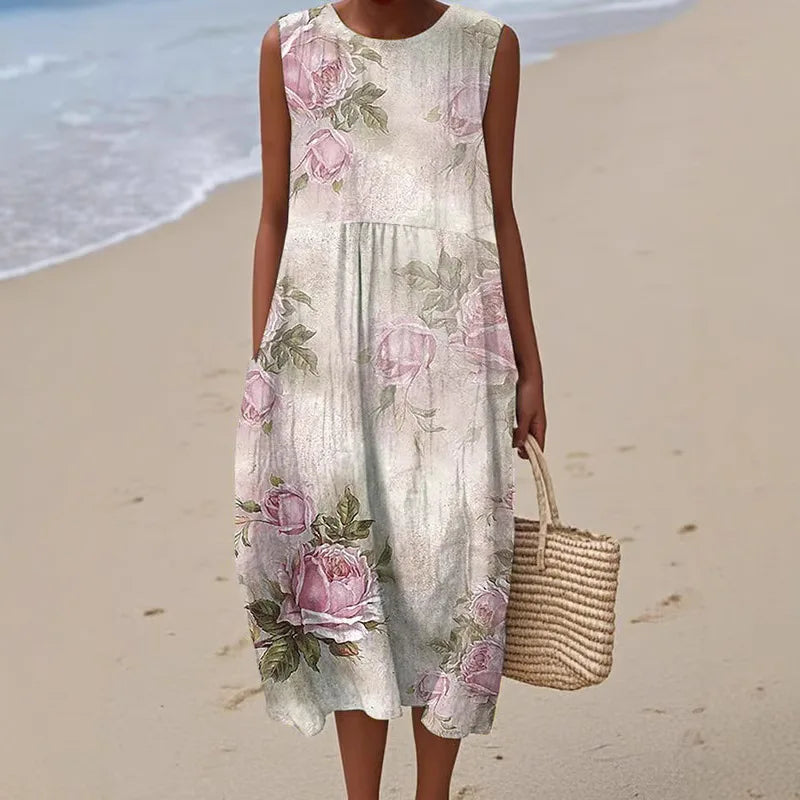 Adelina | Long Summer Dress with Floral Patchwork