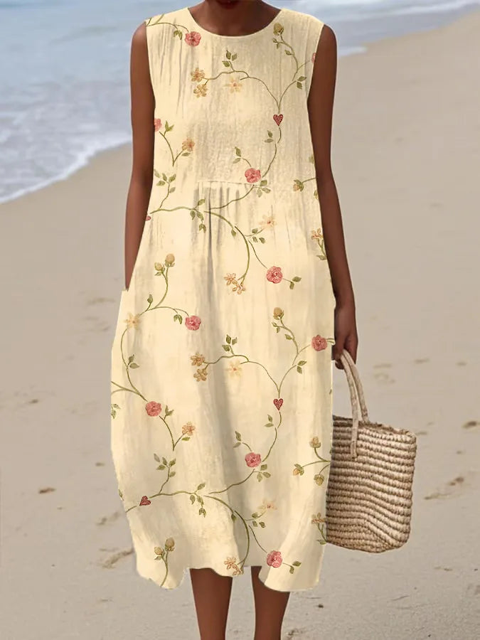 Adelina | Long Summer Dress with Floral Patchwork