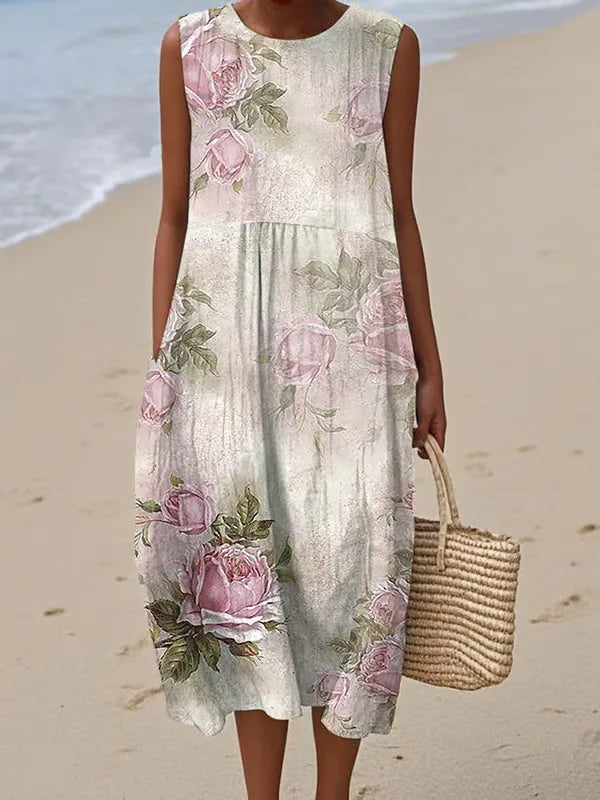 Adelina | Long Summer Dress with Floral Patchwork