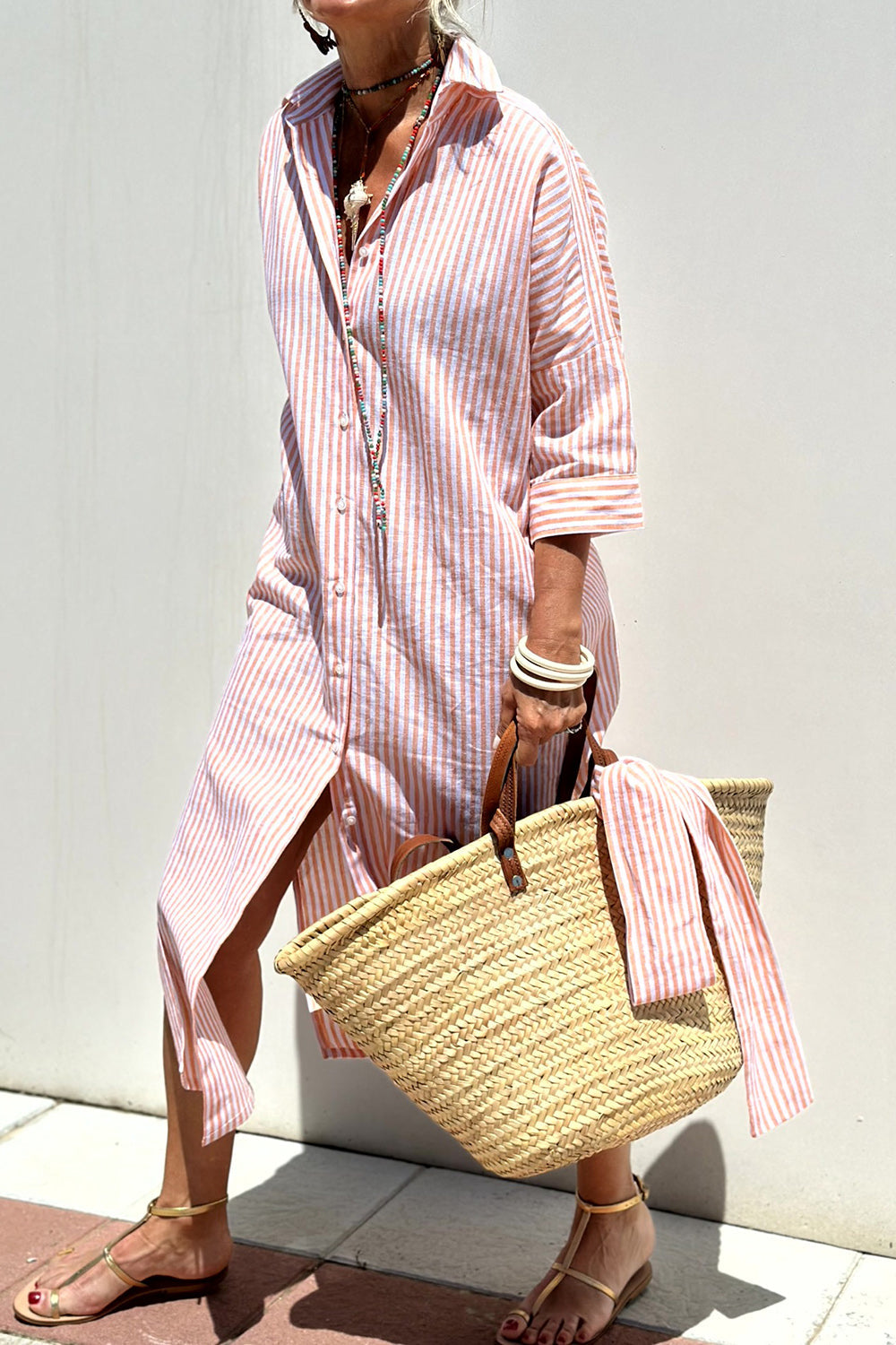 Elise | Elegant Striped Shirt Dress