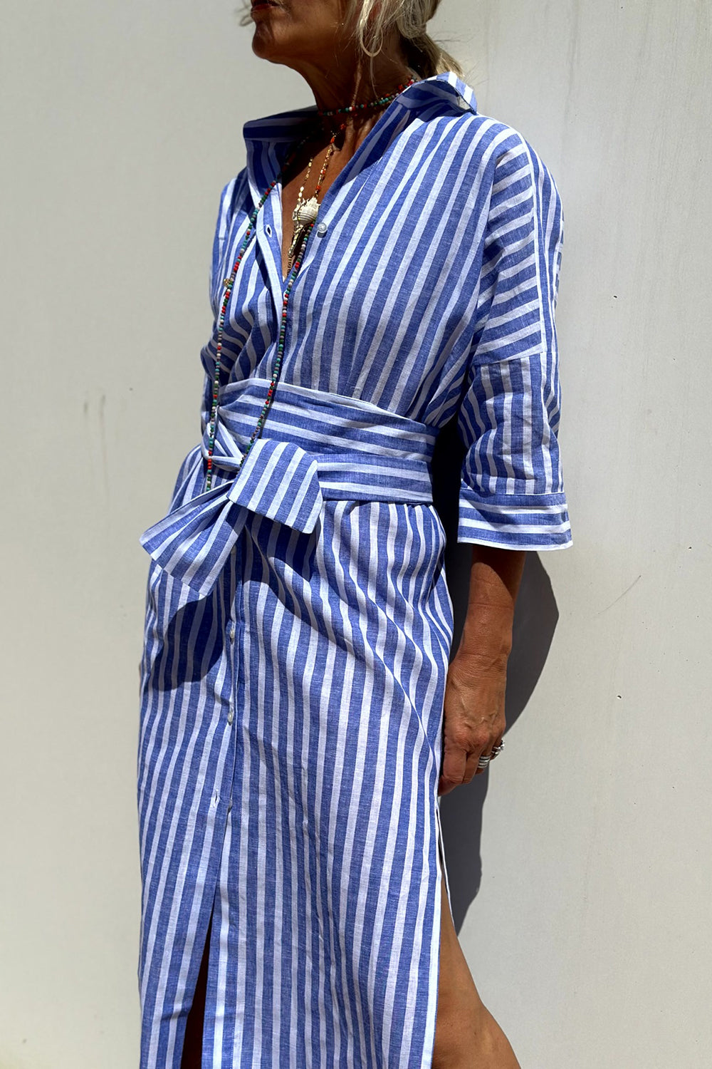 Elise | Elegant Striped Shirt Dress
